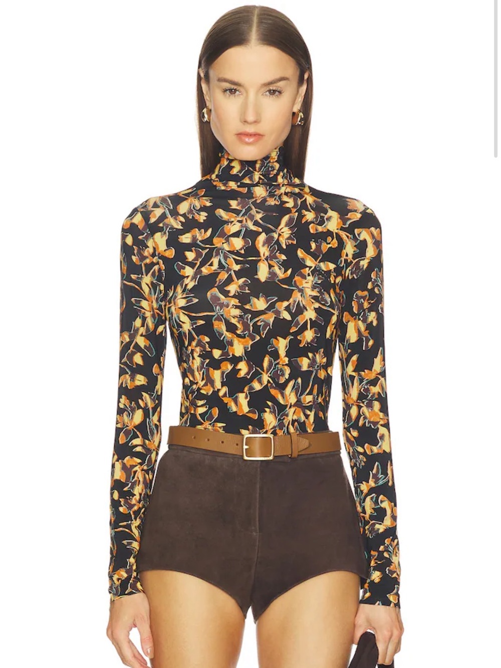 Aurelia Jersey Long Sleeve Turtleneck Top in Solaris